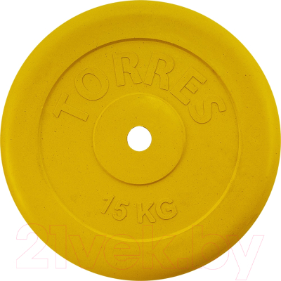 Диск для штанги Torres PL504215 (15кг, желтый)