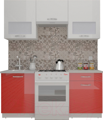 Готовая кухня ВерсоМебель ЭкоЛайт-5 1.6 (белый/красный)