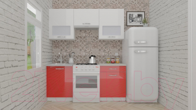 Готовая кухня ВерсоМебель ЭкоЛайт-5 1.6 (белый/красный)