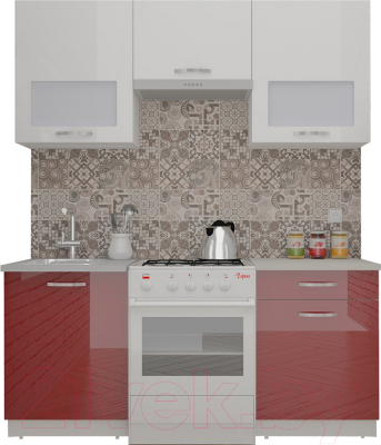 Готовая кухня ВерсоМебель ЭкоЛайт-5 1.6 (белый/темно-красный)
