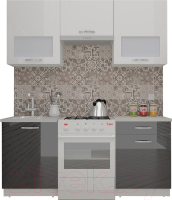 Готовая кухня ВерсоМебель ЭкоЛайт-5 1.6 (белый/черный графит)