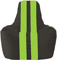 Бескаркасное кресло Flagman Спортинг С1.1-466 (чёрный/салатовые полоски) - 