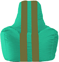 Бескаркасное кресло Flagman Спортинг С1.1-297 (бирюзовый/оливковые полоски) - 