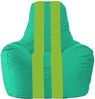Бескаркасное кресло Flagman Спортинг С1.1-294 (бирюзовый/салатовые полоски) - 