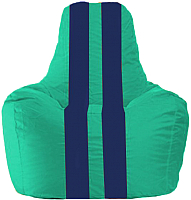 Бескаркасное кресло Flagman Спортинг С1.1-286 (бирюзовый/тёмно-синие полоски) - 