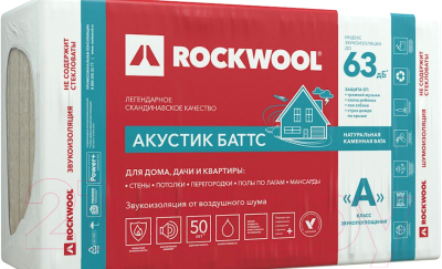 Минеральная вата Rockwool Акустик Баттс 1000x600x50 (упаковка)