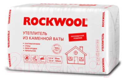 Минеральная вата Rockwool Эконом 1000x600x100 (упаковка)