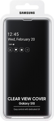 Чехол-книжка Samsung Clear View Cover для S10 / EF-ZG973CBEGRU (черный)