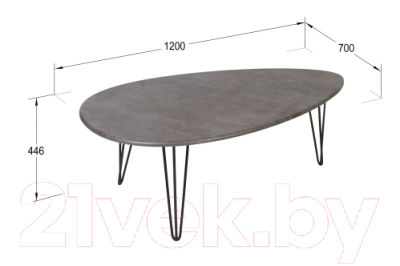 Журнальный столик Калифорния мебель Шеффилд (серый бетон)