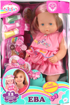 Кукла с аксессуарами Карапуз Ева с набором красок и аксессуаров для волос / B1183100-RU