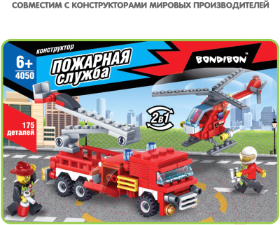 Конструктор Bondibon Пожарная служба. Вертолет, машина / ВВ4050