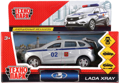 Масштабная модель автомобиля Технопарк Lada Xray Полиция / XRAY-POLICE