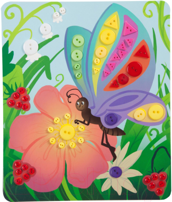 Набор для творчества Bondibon Картина из пуговиц для малышей. Бабочка и цветок / ВВ3556