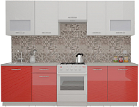 Готовая кухня ВерсоМебель ЭкоЛайт-5 2.8 (белый/красный) - 