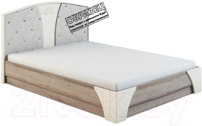 Каркас кровати МСТ. Мебель Натали №2 160x200 б/о, б/м (дезира светлый/жемчуг глянец/биокожа игуана)