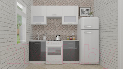 Готовая кухня ВерсоМебель ЭкоЛайт-6 1.7 (белый/черный графит)