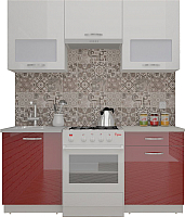 Кухонный гарнитур ВерсоМебель ЭкоЛайт-6 1.8 (белый/темно-красный) - 