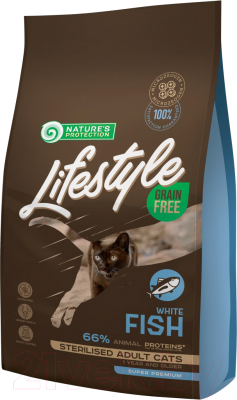 Сухой корм для кошек Nature's Protection Lifestyle Grain Free White Fish Sterilised / NPLS45802 (1.5кг)