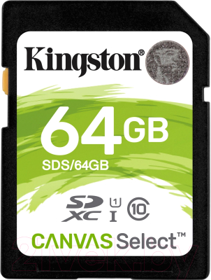 Карта памяти Kingston Canvas Select SDS/64GB SDXC 64GB