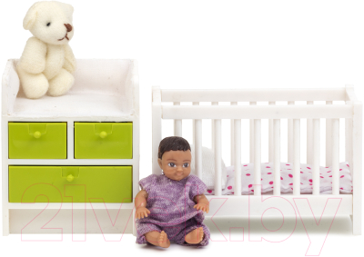 Комплект аксессуаров для кукольного домика Lundby Кровать с пеленальным комодом / LB-60209900