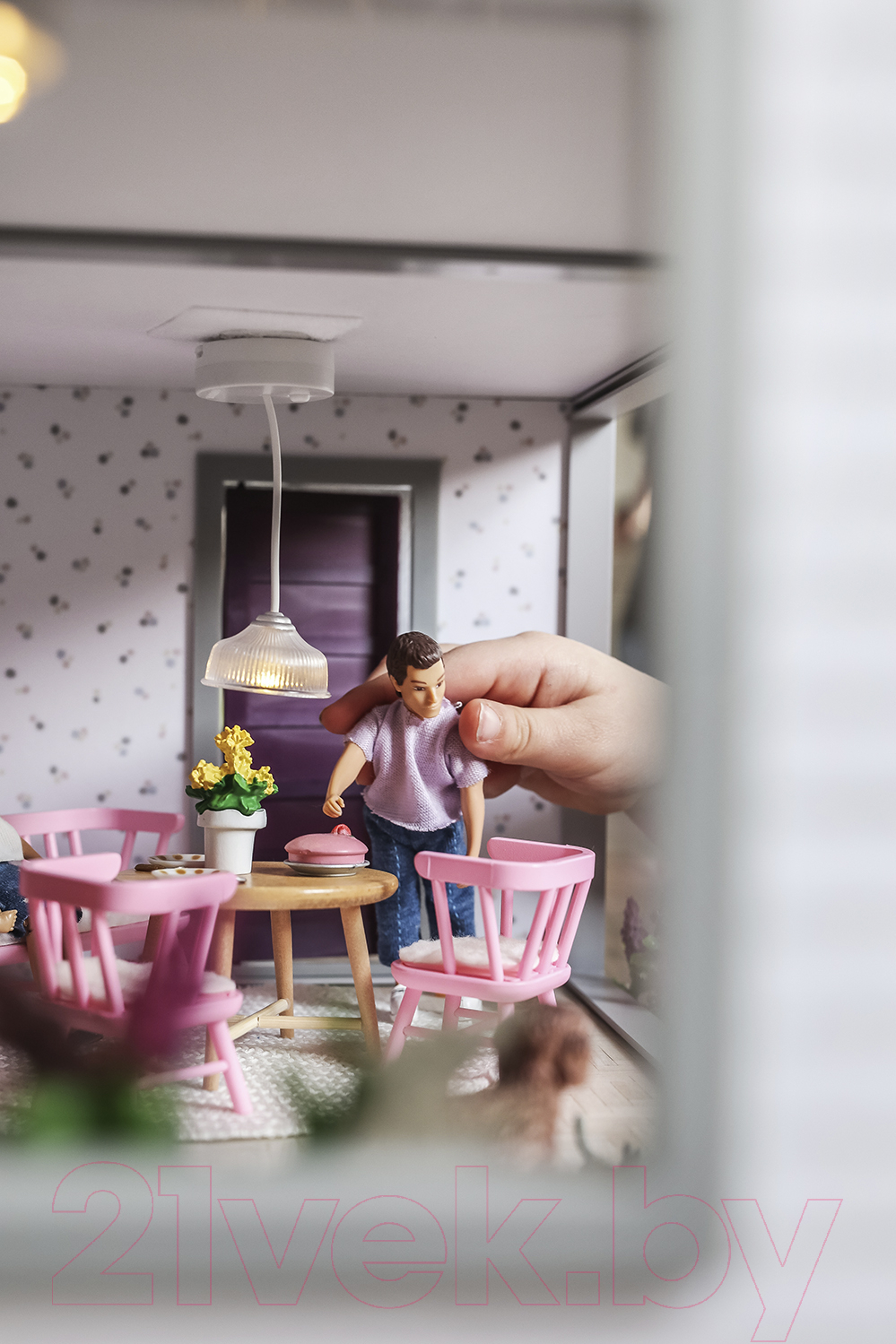 Комплект аксессуаров для кукольного домика Lundby Обеденный уголок / LB-60207900 (розовый)