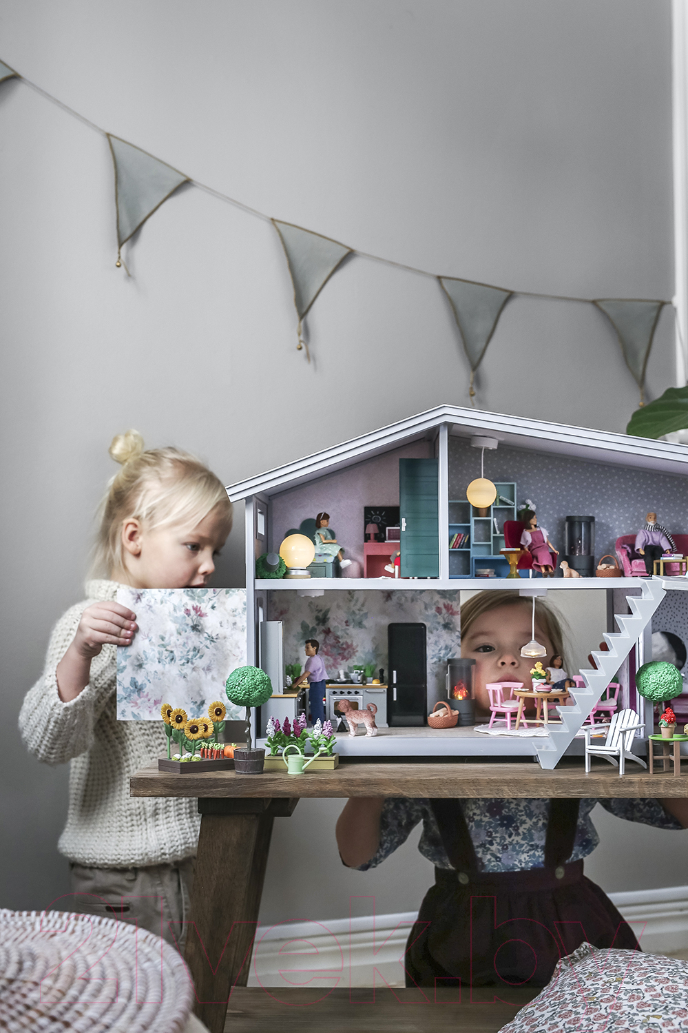 Комплект аксессуаров для кукольного домика Lundby Обеденный уголок / LB-60207900 (розовый)