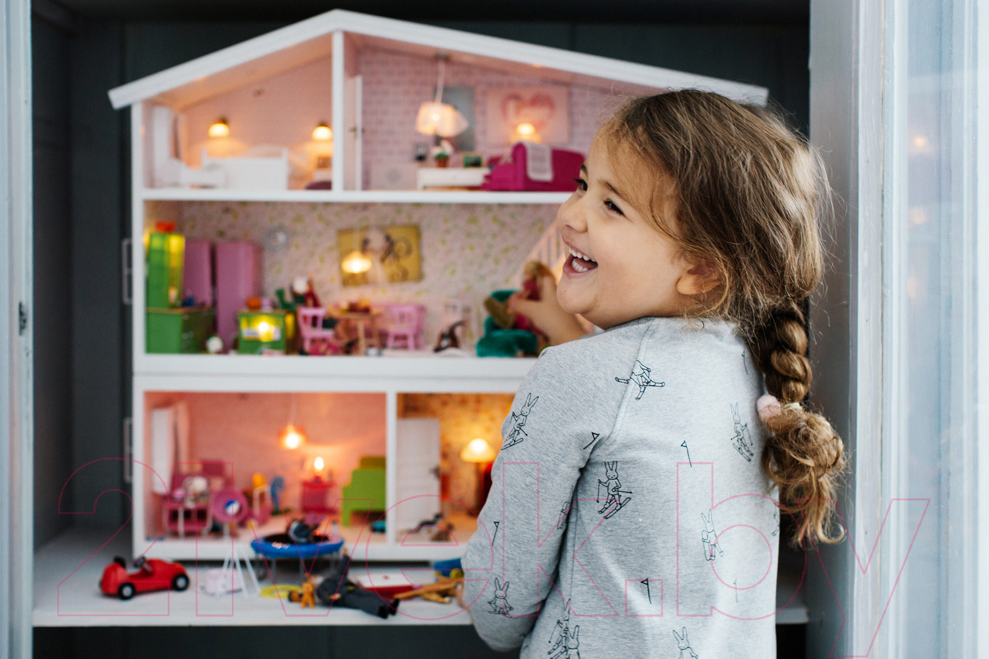 Комплект аксессуаров для кукольного домика Lundby Обеденный уголок / LB-60207900 (розовый)