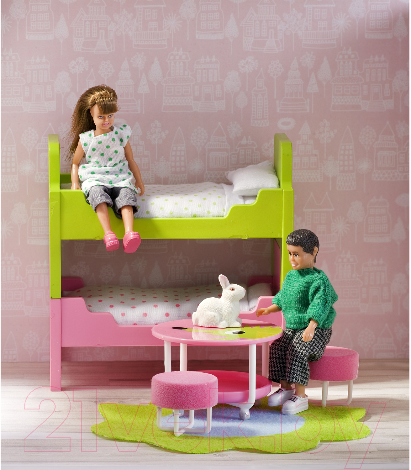 Комплект аксессуаров для кукольного домика Lundby Детская с 2 кроватями / LB-60209700