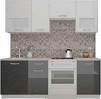 Готовая кухня ВерсоМебель ЭкоЛайт-6 2.4 (белый/черный графит) - 