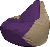 Бескаркасное кресло Flagman Груша Мега Super Г5.1-70 (фиолетовый/тёмно-бежевый) - 