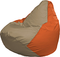Бескаркасное кресло Flagman Груша Мега Super Г5.1-90 (тёмно-бежевый/оранжевый) - 