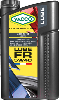 Моторное масло Yacco Lube FR 5W40 (2л)