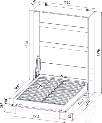Шкаф-кровать трансформер Интерлиния Innova V140 (вудлайн/белый)