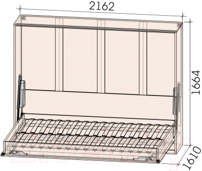 Шкаф-кровать трансформер Интерлиния Innova H140 (вудлайн/белый)