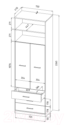 Шкаф Интерлиния Innova V01 (бетон/белый)