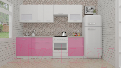 Готовая кухня ВерсоМебель ЭкоЛайт-6 2.5 (белый/розовый)