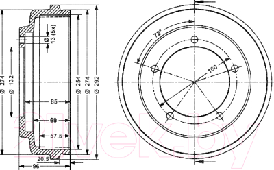 Тормозной барабан Stellox 60262508SX