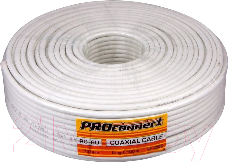 Кабель PROconnect RG-6U+Cu / 01-2206 (100м, белый)