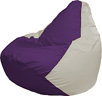 Бескаркасное кресло Flagman Груша Мега Super Г5.1-36 (фиолетовый/белый) - 