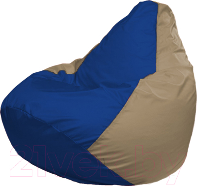 Бескаркасное кресло Flagman Груша Мега Super Г5.1-114 (синий/тёмно-бежевый)