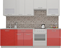 Кухонный гарнитур ВерсоМебель ЭкоЛайт-6 2.6 (белый/красный) - 