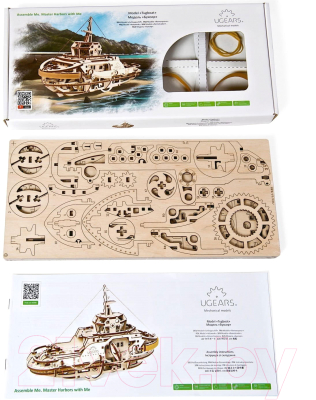 Корабль игрушечный Ugears Буксир 70078