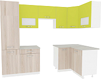 Кухонный гарнитур ВерсоМебель Эко-6 1.2x2.7 правая (ясень шимо светлый/зеленый лайм) - 