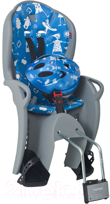 Детское велокресло Hamax Kiss Safety Package + шлем / HAM551088 (серый/синий)