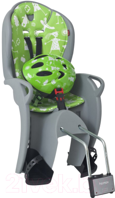 Детское велокресло Hamax Kiss Safety Package + шлем / HAM551089 (серый/зеленый)
