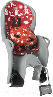 Детское велокресло Hamax Kiss Safety Package + шлем / HAM551058 (серый/красный)