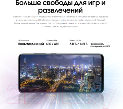 Смартфон Samsung Galaxy A51 128GB / SM-A515FZKCSER (черный)