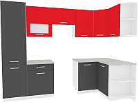Кухонный гарнитур ВерсоМебель Эко-6 1.3x2.8 правая (антрацит/красный чили) - 
