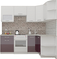 Готовая кухня ВерсоМебель ЭкоЛайт-5 1.2x2.1 правая (белый/сливовый) - 