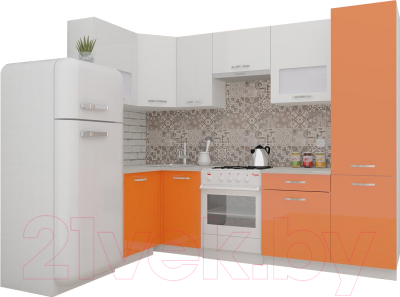 Кухонный гарнитур ВерсоМебель ЭкоЛайт-5 1.2x2.6 правая (белый/манго)